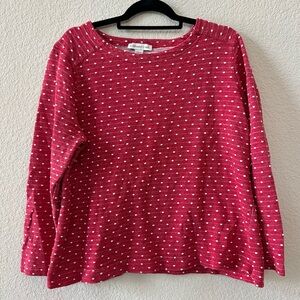 Coldwater Creek Women's Sweatshirt Blouse | Red w/ White Polka Dots | Size XL/16